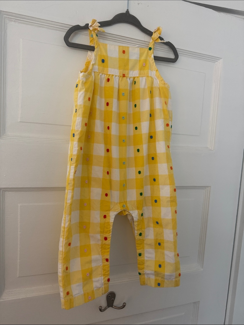 Hanna Gingham Rainbow Polka Dot Toddler Romper